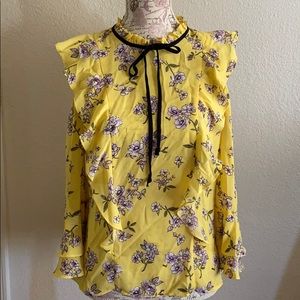 Floral Ruffle Cut Out Shoulder Blouse